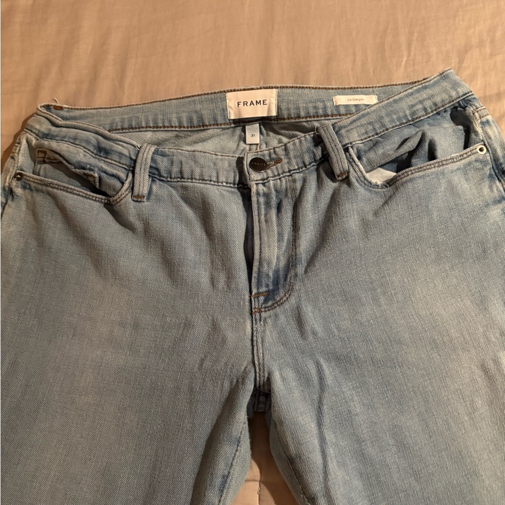 Frame Le Garçon Denim Women's Sky Blue Mid Rise Jeans, size 31